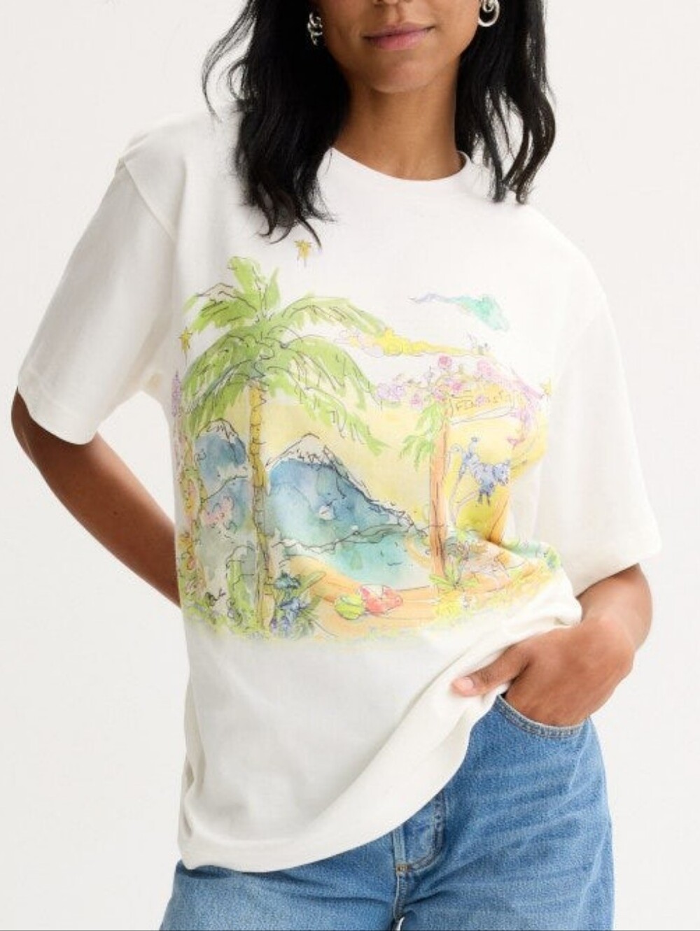 ALÉMAIS Anouk Scene Tee Crew Neck Short Sleeves Size S